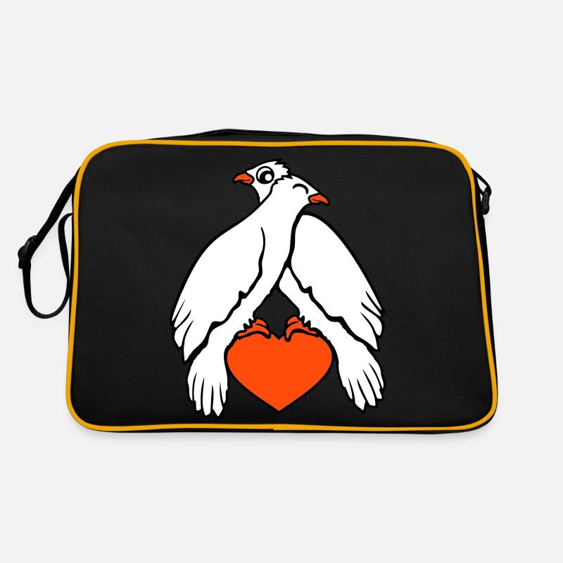 2 Tauben Herz Vögel zwei Pärchen sitzen verliebt Retro Tasche
