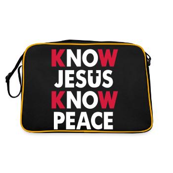 Know Jesus - Know Peace - Retro Tasche - Schwarz/Gold - Hinten