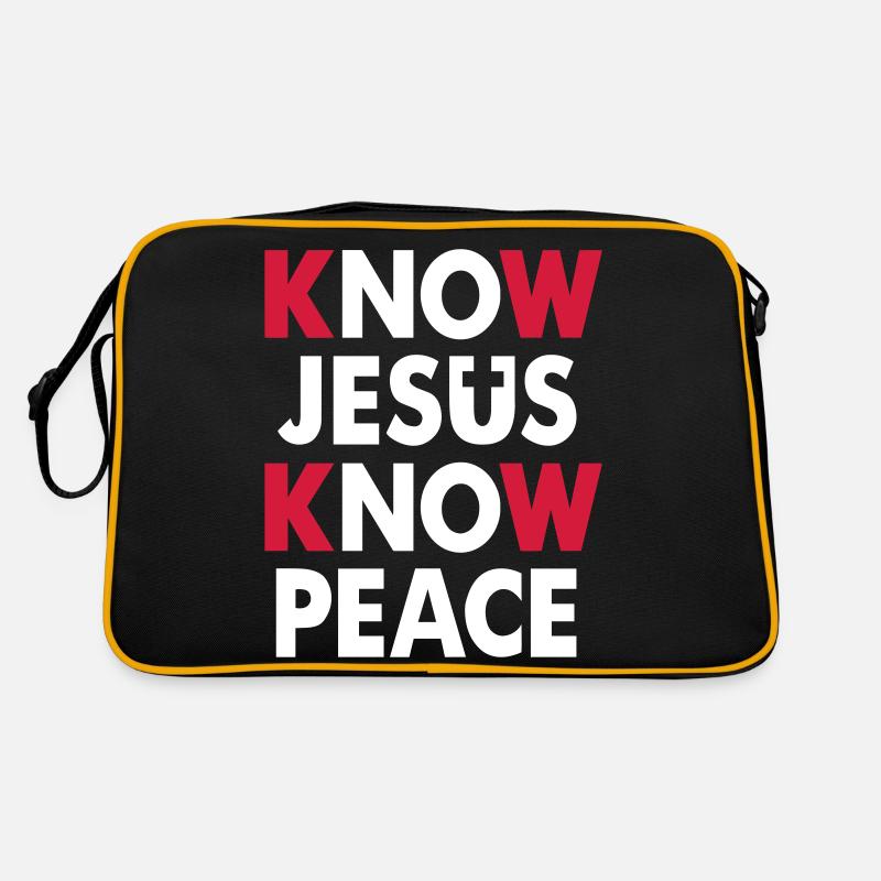 Connaître Jésus - Connaître la paix - Sac Retro - noir/or