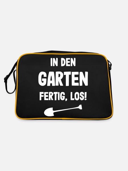 In den Garten fertig los - Retro Tasche - Schwarz/Gold - Hinten