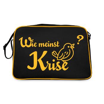 Wie meinst Krise, Spatzl? - gelb - Retro Tasche - Schwarz/Gold - Hinten