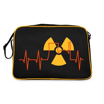 EKG, Atomkraftwerk und Strahlenwarnzeichen - Retro Tasche - Schwarz/Gold - Hinten