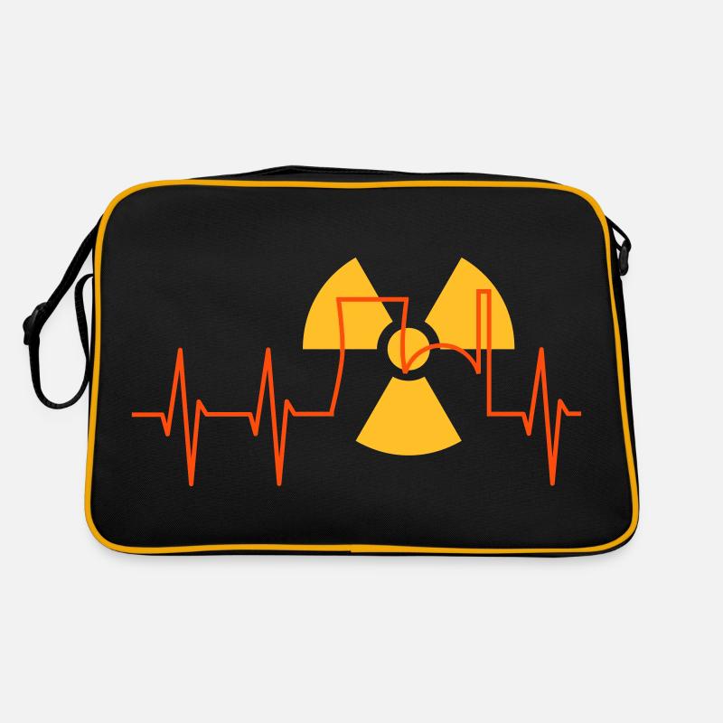 EKG, Atomkraftwerk und Strahlenwarnzeichen Retro Tasche