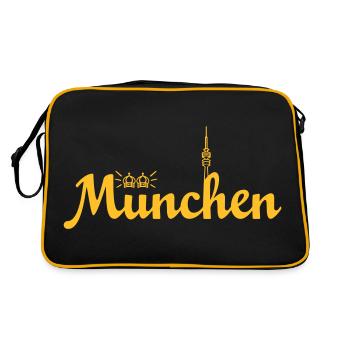 München – schönste Stadt der Welt in Bayern (gelb) - Retro Tasche - Schwarz/Gold - Hinten