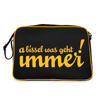 A bissl was geht immer! Weiß jedes Münchner Kindl! - Retro Tasche - Schwarz/Gold - Hinten