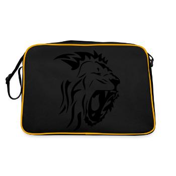 tribal lion face rugit3 - Retro Bag - black/gold - Back