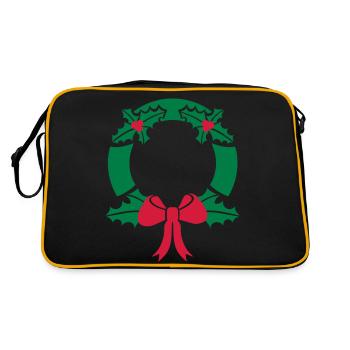 Kranz Weihnachten - Retro Tasche - Schwarz/Gold - Hinten