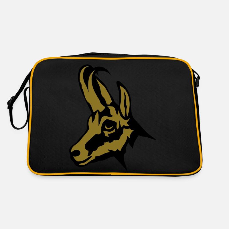 Gämsen wilder Tier - Retro Tasche - Schwarz/Gold