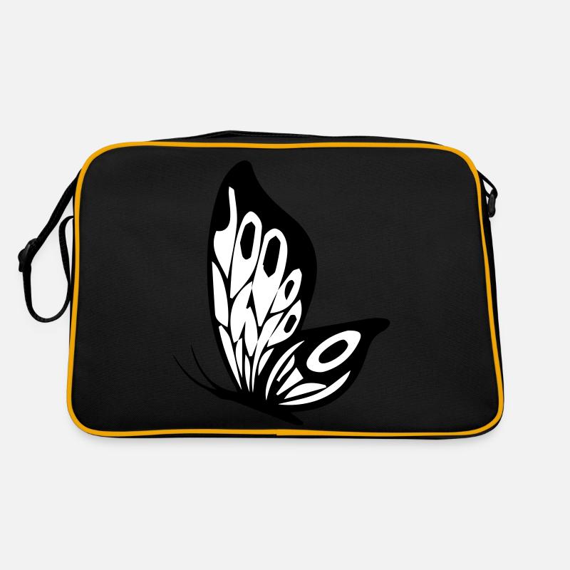 schmetterling - Retro Tasche - Schwarz/Gold