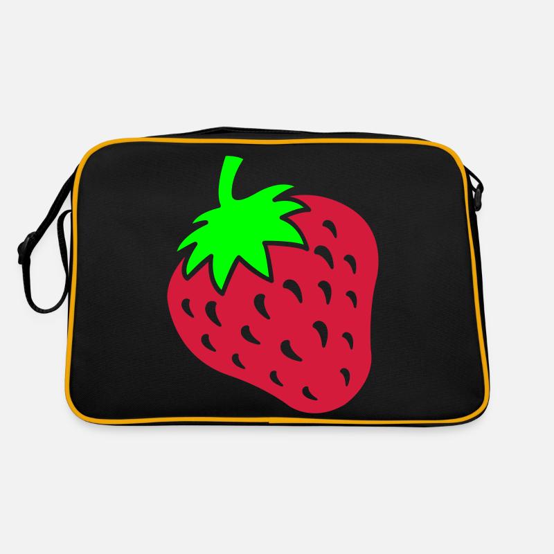 Erdbeere - Retro Tasche - Schwarz/Gold