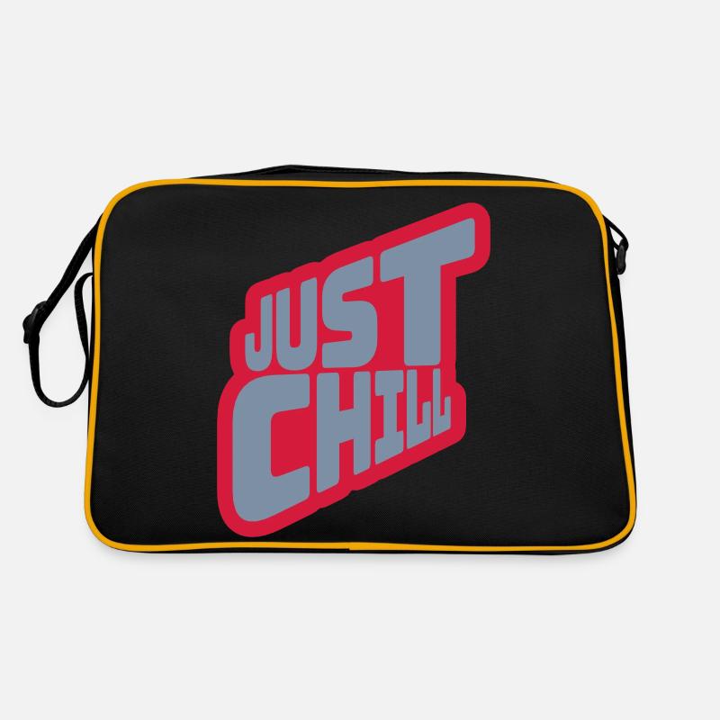 Just Chill Text Logo - Retro Tasche - Schwarz/Gold