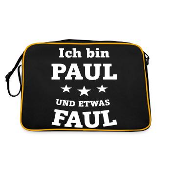 Ich bin Paul und etwas faul - Retro Tasche - Schwarz/Gold - Hinten
