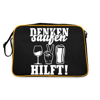 Saufen hilft - Retro Tasche - Schwarz/Gold - Hinten