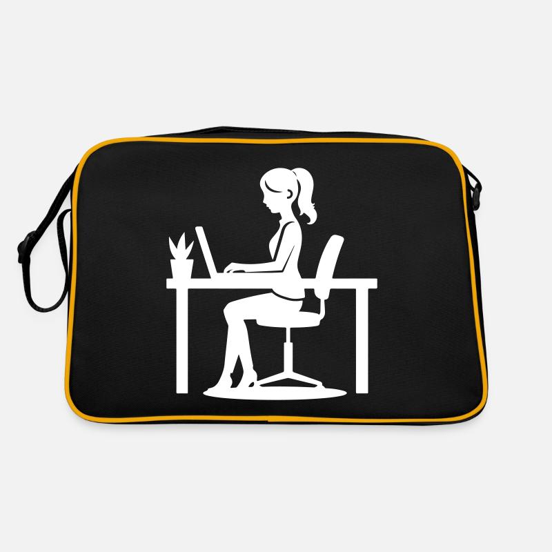 Arbeiter Frau Computer Job Retro Tasche
