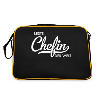 Beste Chefin der Welt - Retro Tasche - Schwarz/Gold - Hinten