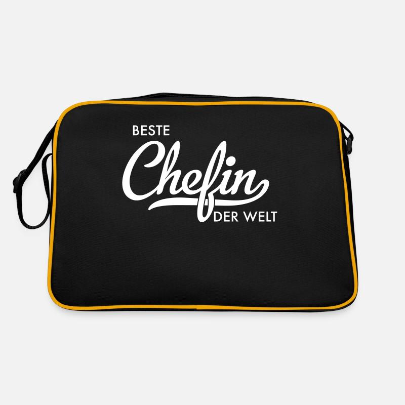 Beste Chefin der Welt - Retro Tasche - Schwarz/Gold