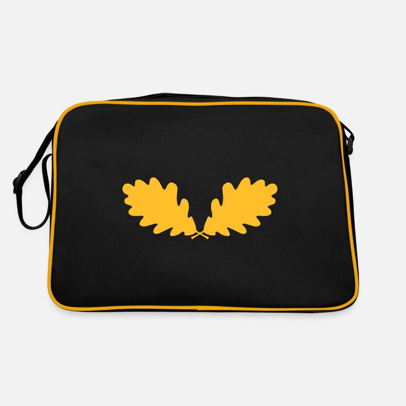 ★ Couleurs design modifiables ★ Deux feuilles de chêne - Sac Retro - noir/or