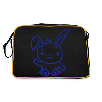 Hase winkt freundlich Begrüßung Hand winken Hallo - Retro Tasche - Schwarz/Gold - Hinten