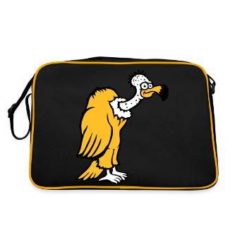 Geier Aasfresser Vogel lustig Geiern Aasgeier Spaß - Retro Tasche - Schwarz/Gold - Hinten