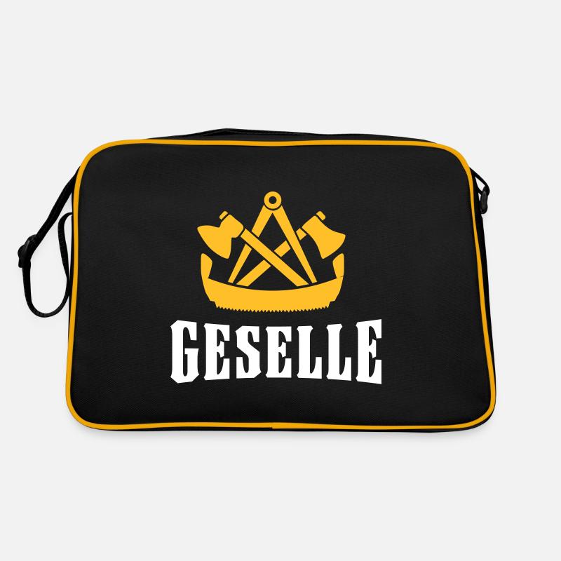 Zimmermann Zeichen Symbol Wappen Geselle Geschenk - Retro Tasche - Schwarz/Gold
