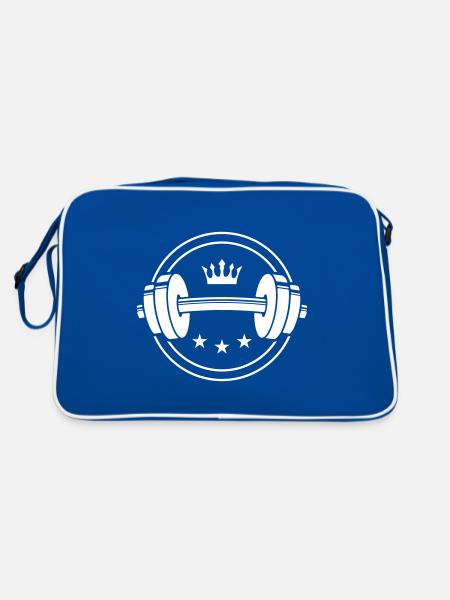haltère icône poids symbole couronne - Sac Retro - bleu/blanc - Dos