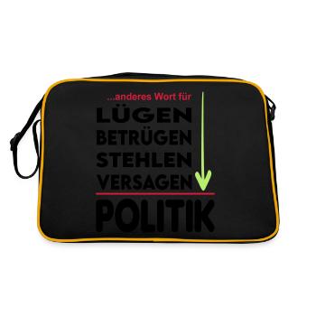 Politik Versager Lügner Betrüger FDP SPD Grüne - Retro Tasche - Schwarz/Gold - Hinten
