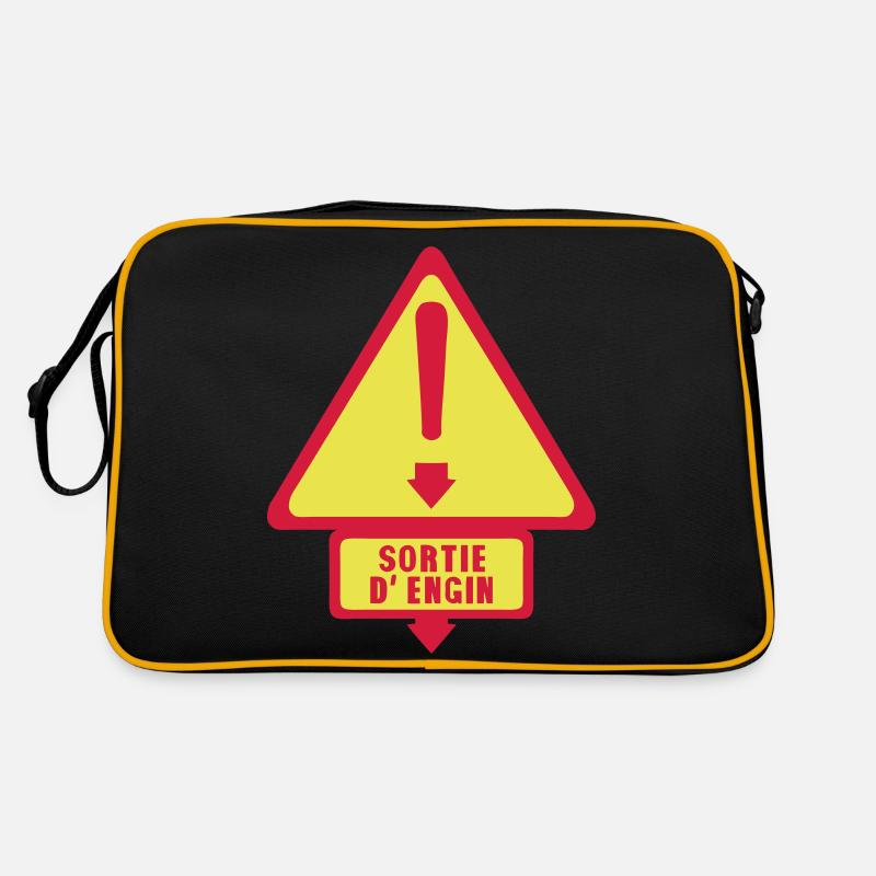 sortie engin panneau danger fleche Sac Retro