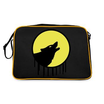 wolf full moon - Retro Bag - black/gold - Back