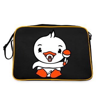 Duck Baby Child Rattle Diaper Cute Pacifier - Retro Bag - black/gold - Back