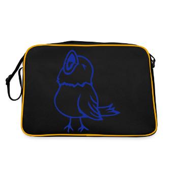 Wellensittich Singvogel Spatz Vogel zwitschert süß - Retro Tasche - Schwarz/Gold - Hinten