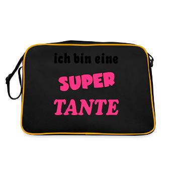 Ich bin eine Super TANTE - Retro Tasche - Schwarz/Gold - Hinten