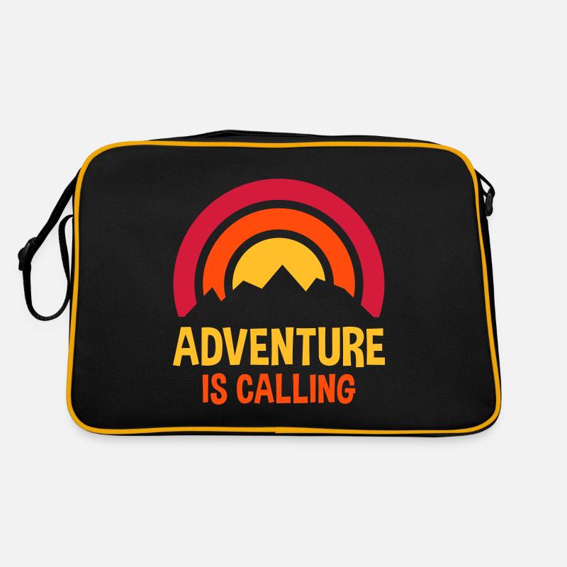 Adventure is calling (Sonne hinter Bergkamm) - Retro Bag - black/gold