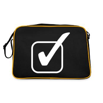 haken symbol häkchen ankreuzen - Retro Tasche - Schwarz/Gold - Hinten