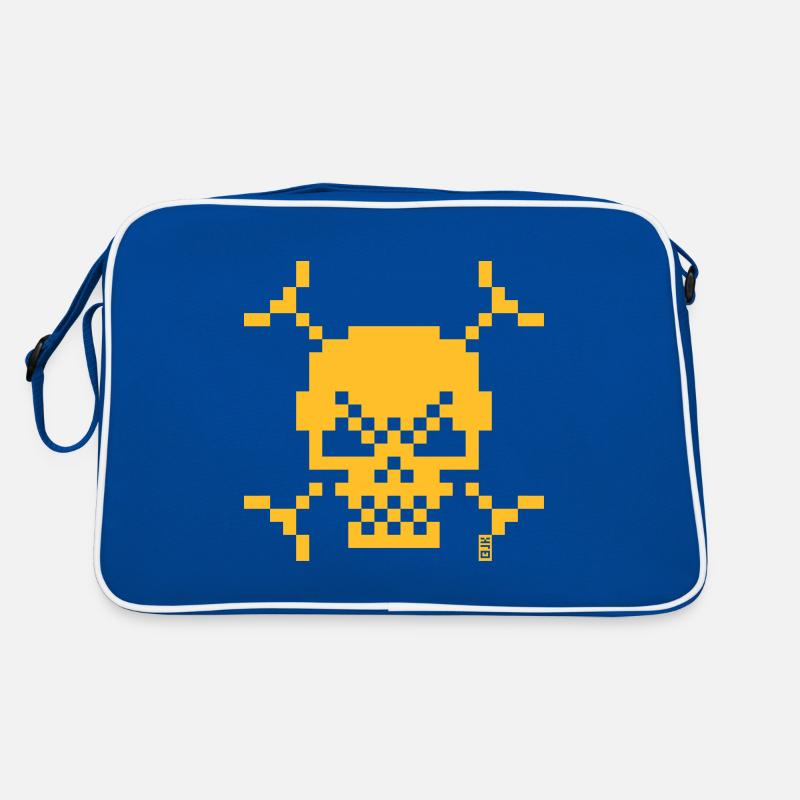 Pixel Skull Small Pixel Art Jolly Roger White Retro Bag