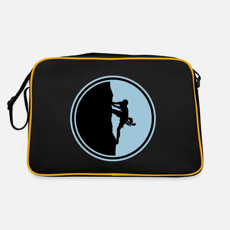 klettern bergsteigen silhouette kreis Retro Tasche