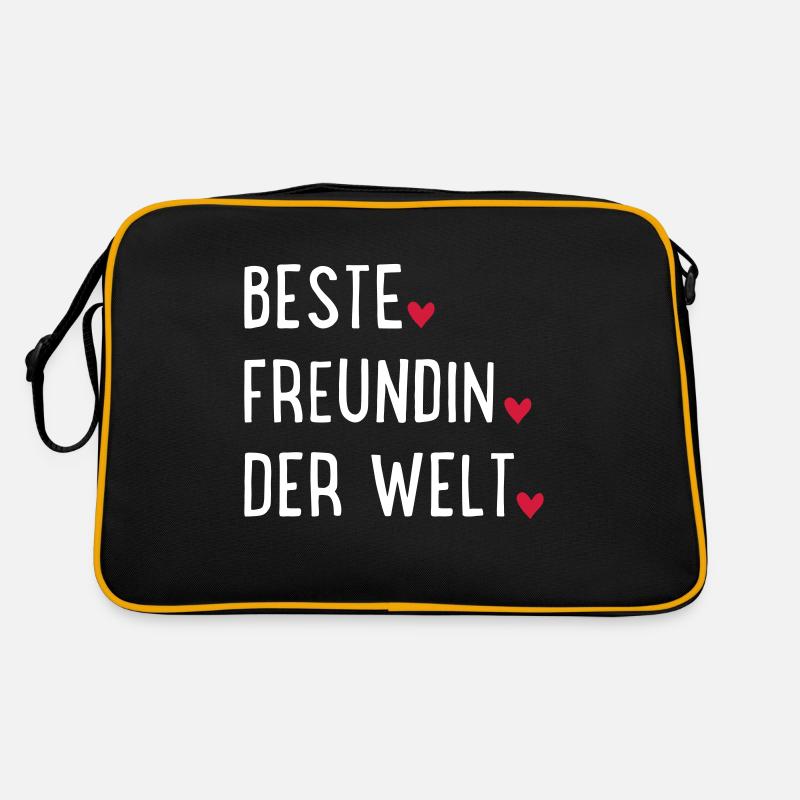 Beste Freundin der Welt - Retro Tasche - Schwarz/Gold