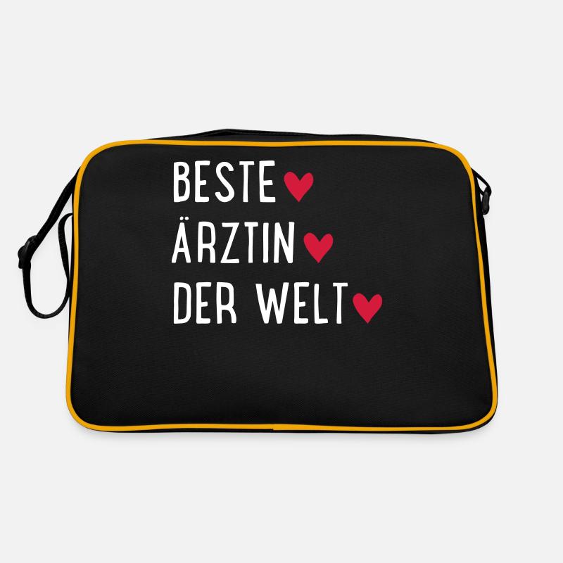 Beste Ärztin der Welt - Retro Tasche - Schwarz/Gold