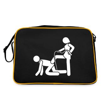 Ehepaar Brautpaar Peitsche Hochzeit - Retro Tasche - Schwarz/Gold - Hinten