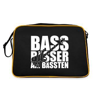 Bass Player Gift BASS BÄSSER AM BÄSSTEN Bassist - Retro Tasche - Schwarz/Gold - Hinten