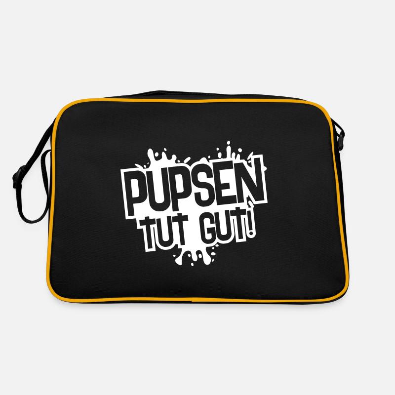 Pupsen tut gut Spruch Retro Tasche