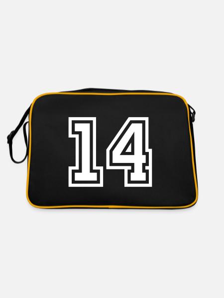 14 Zahl symbol - Retro Tasche - Schwarz/Gold - Hinten