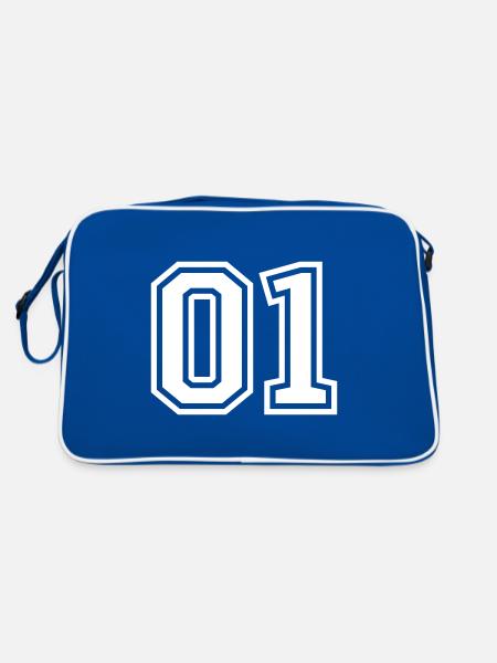 01 eins nummer zahl - Retro Tasche - Blau/Weiß - Hinten