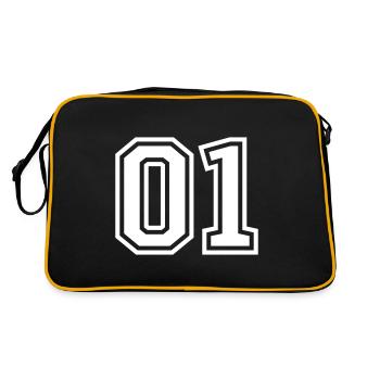 01 eins nummer zahl - Retro Tasche - Schwarz/Gold - Hinten