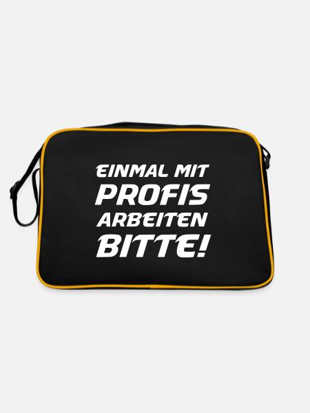 Einmal mit Profis arbeiten Bitte! - Retro Tasche - Schwarz/Gold - Hinten