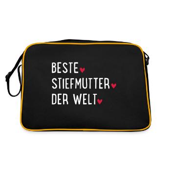beste Stiefmutter der Welt - Retro Tasche - Schwarz/Gold - Hinten