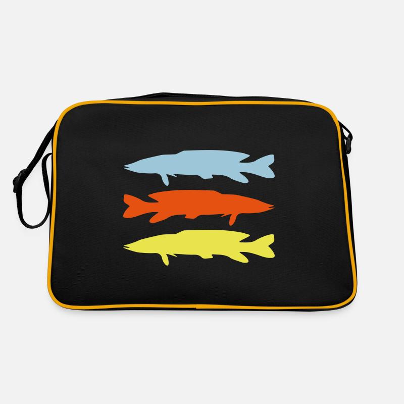 fisch hecht silhouette bunt Retro Tasche