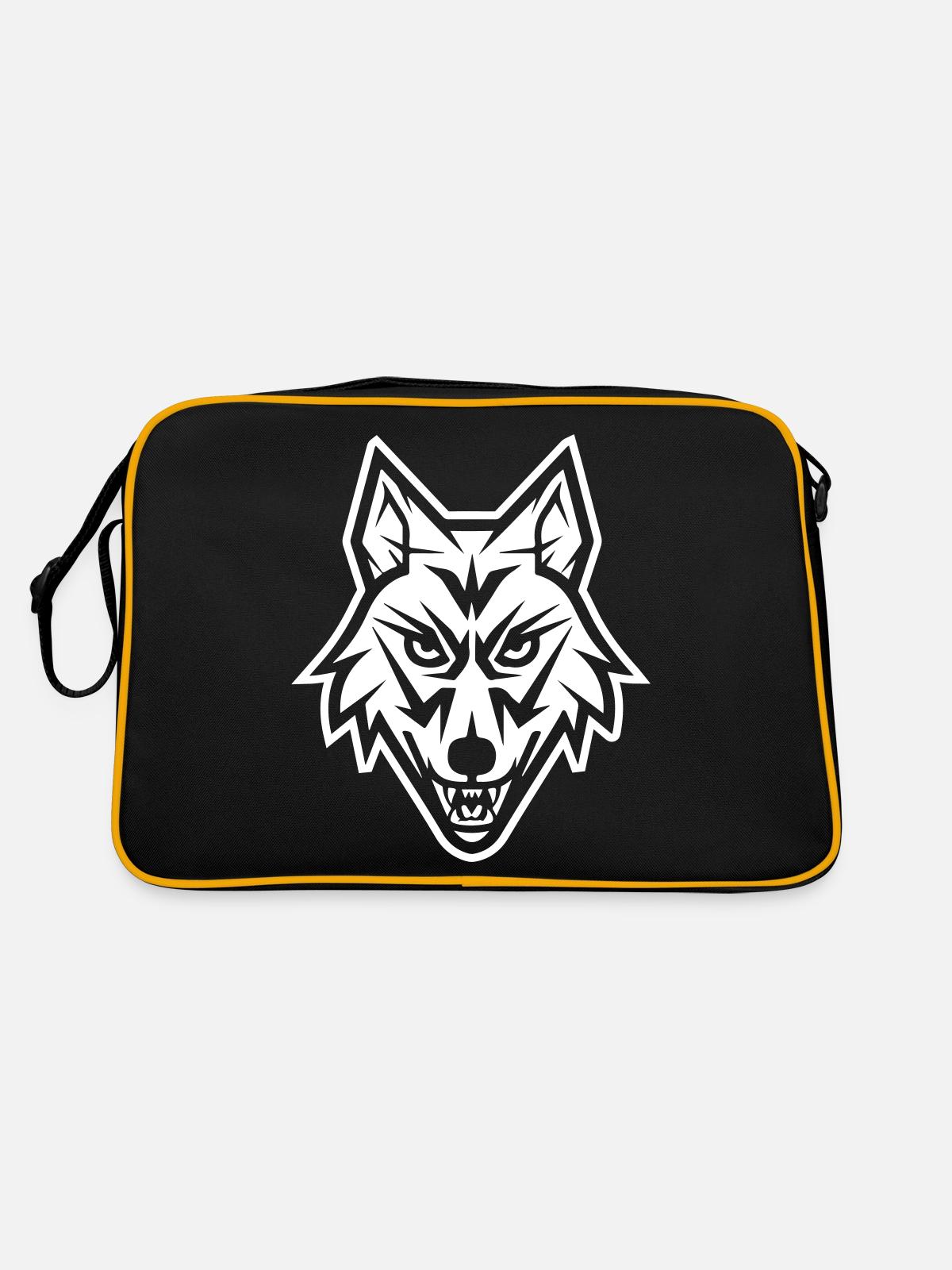 Wolf Animal Head - Retro Bag - black/gold - Back