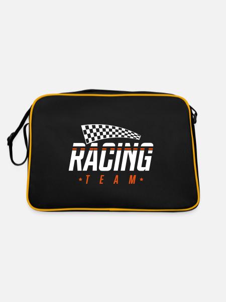 racing team drapeau - Sac Retro - noir/or - Dos