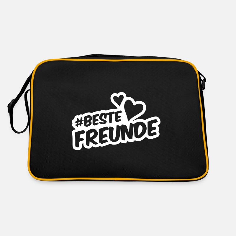 Beste Freunde Freundschaft - Retro Tasche - Schwarz/Gold