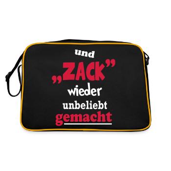 Sprüche Zack unbeliebt gemacht Querdenker - Retro Tasche - Schwarz/Gold - Hinten
